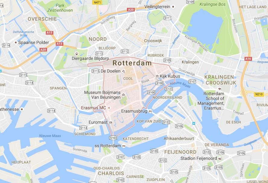 Rotterdam-center kort