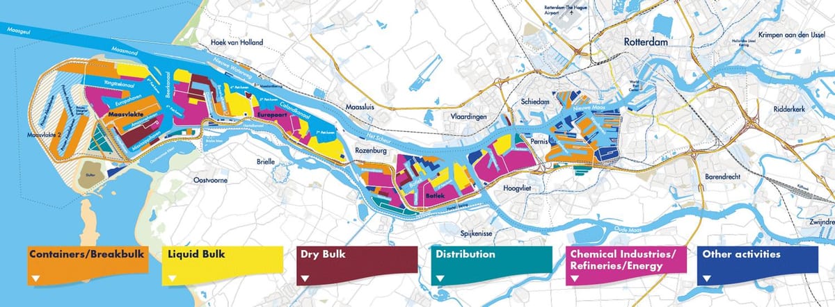 Kort af Rotterdams havn 