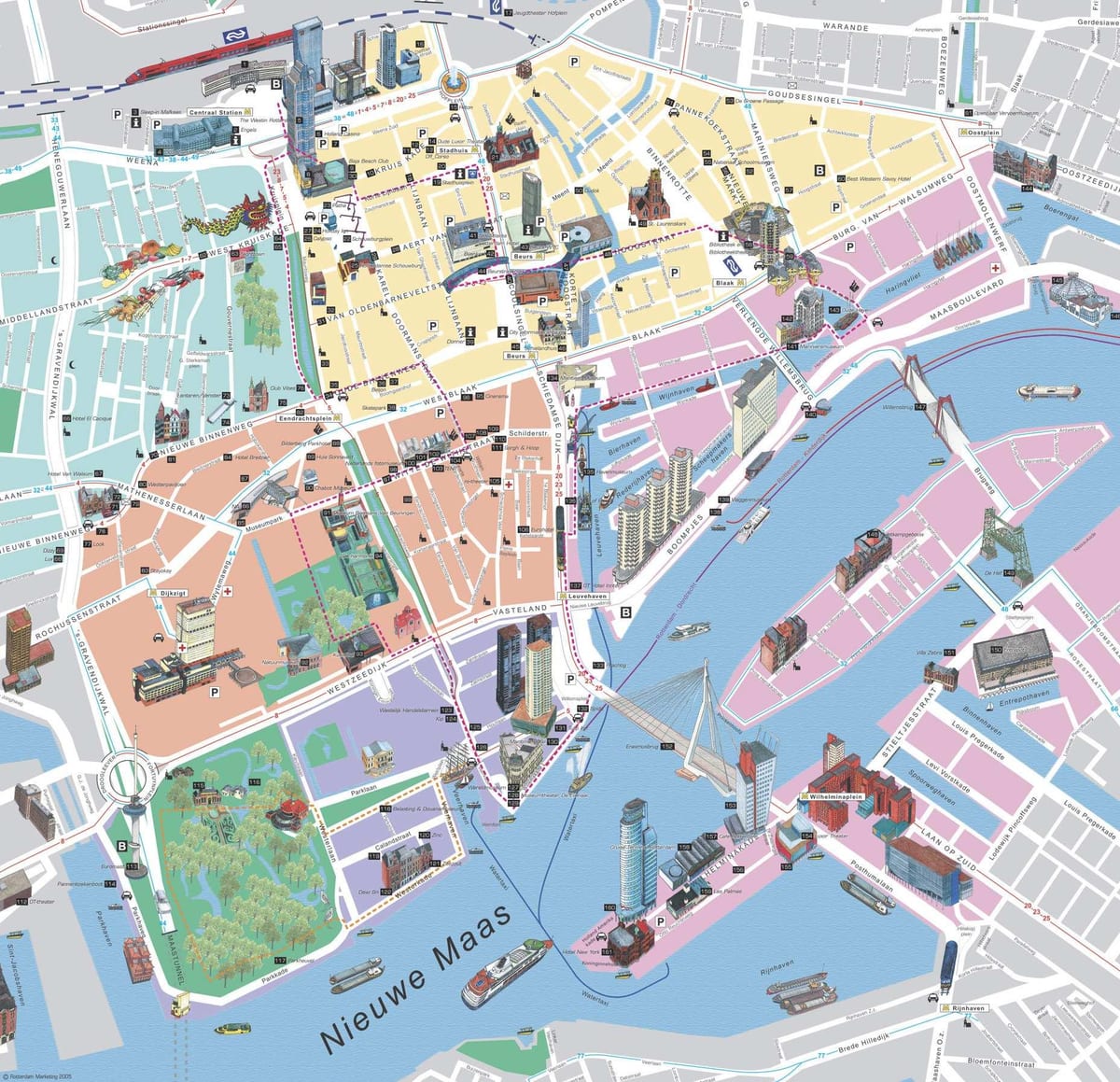 Kort over Rotterdam sightseeing